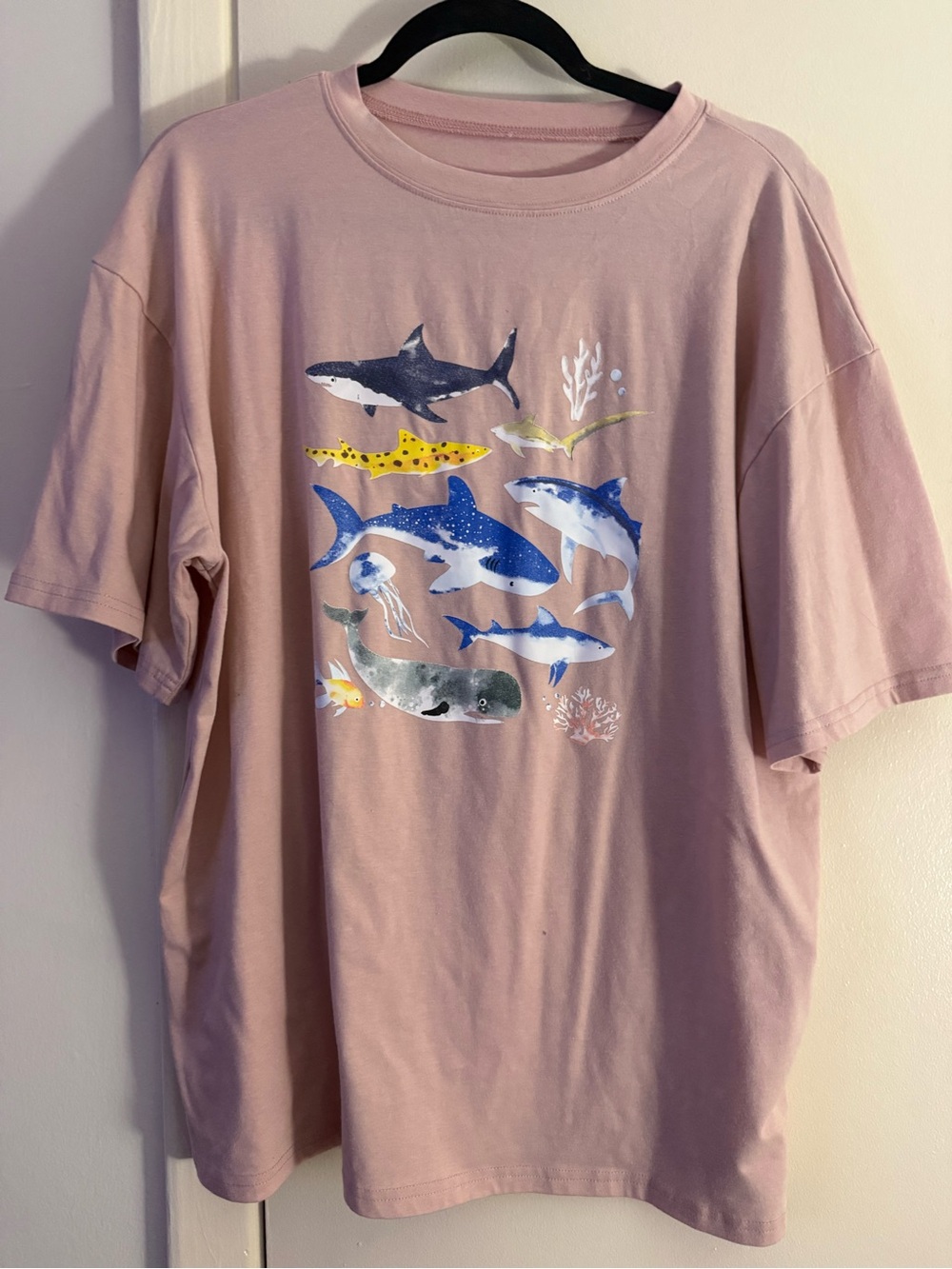 Woman’s oversized  Pink Graphic Sea Life T-Shirt